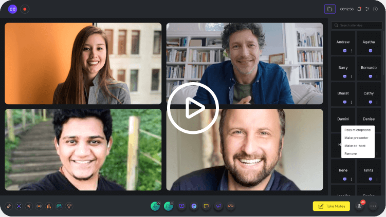 Bozu webinar with presenters and an audience